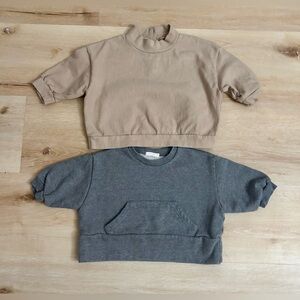 Cozy Kids Tan and Gray Sweatshirt Duo